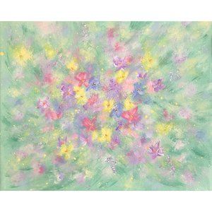 Explosion of Green! One of A Kind Stretched Canvas 8 x 10 Acrylic Floral Art